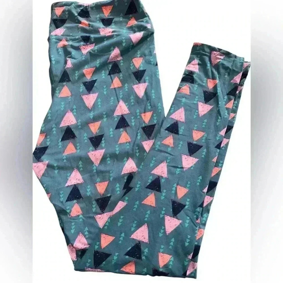 Lularoe TC dark sage green leggings. Graphic pattern OG designer Patrick fit - Picture 2 of 5